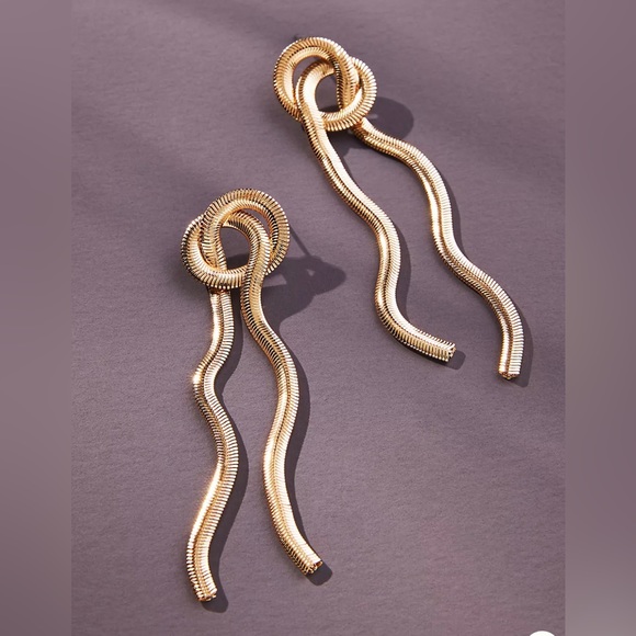 Anthropologie Jewelry - Anthropologie gold snake chain earrings loop dangle post nwt